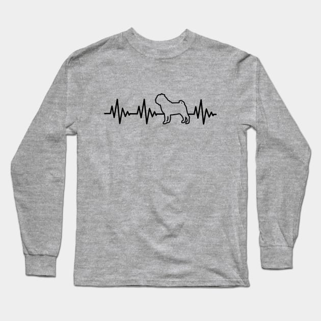 Heartbeat Pug Long Sleeve T-Shirt by AndrewKennethArt